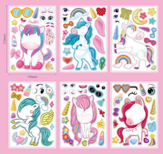 24 Sheets 8.27''×5.9'' Make Your Own Unicorn Stickers