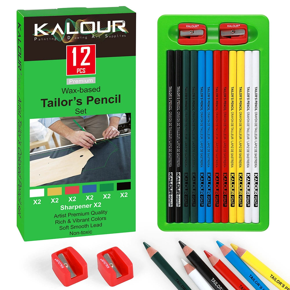 KALOUR 12 PCS Tailors Pencil Set Sewing Fabric Pencils