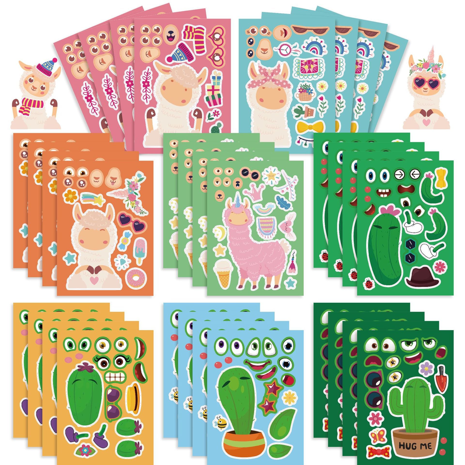 32 Sheets Cartoon Alpaca Make Your Own Stickers for Kids