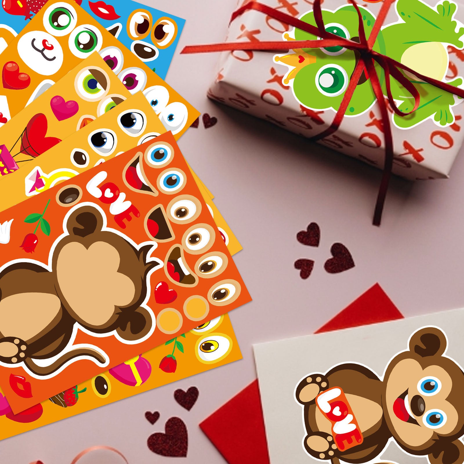 24 Sheets Cute Anime Animals Make Your Own Stickers for Kids