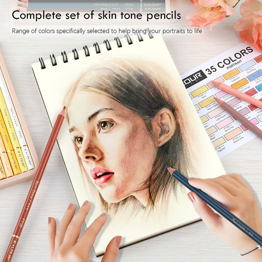 Kalour 35 Color Skin Tone Portrait Drawing Pencil Set