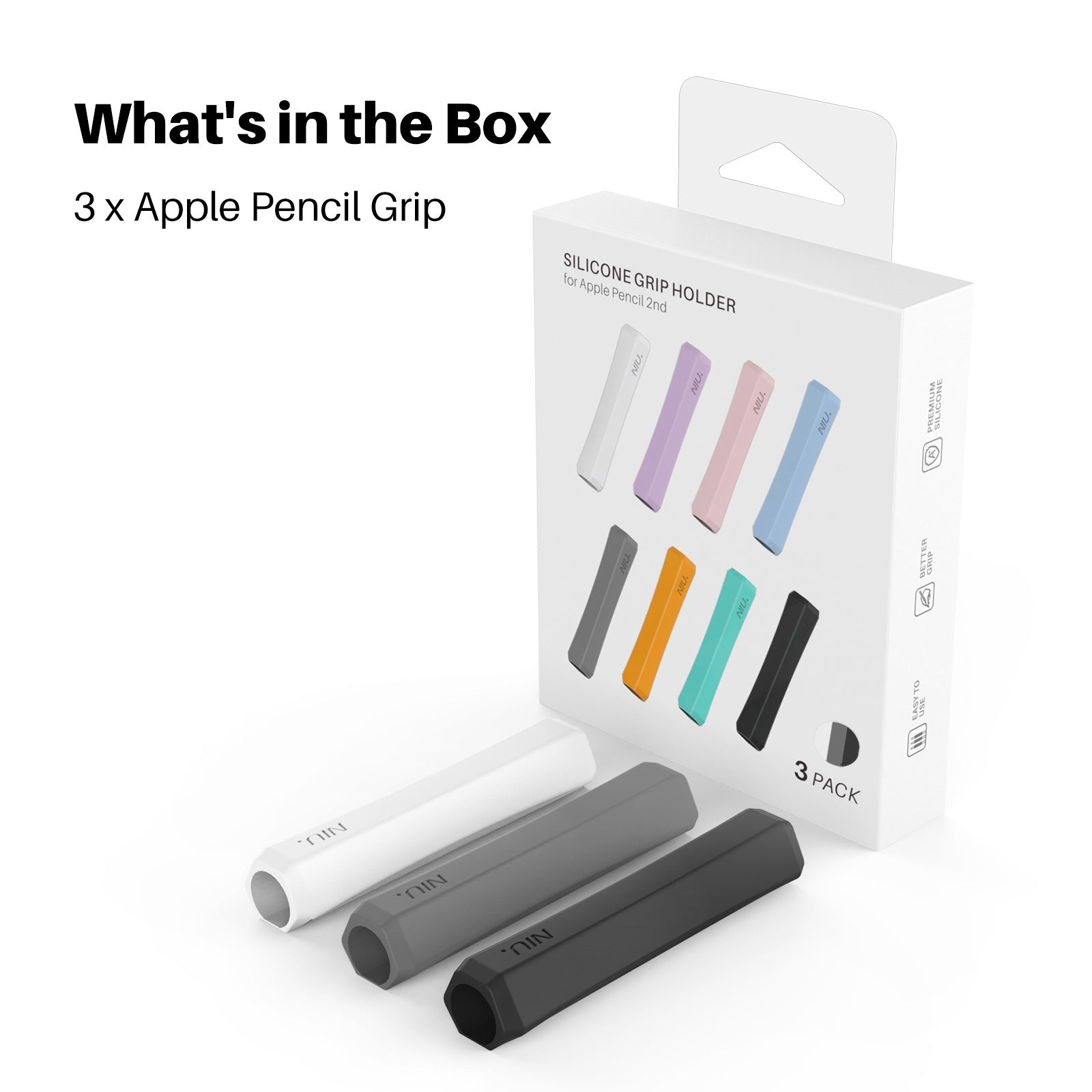 3 Pack Apple Pencil Grips Case Cover Silicone Sleeve Holder