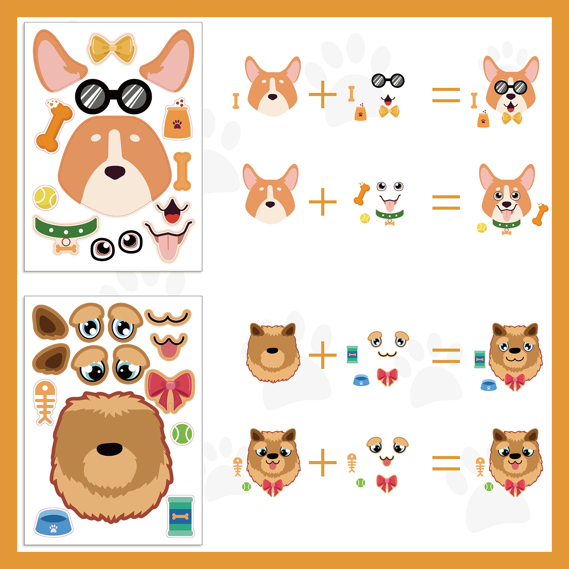 24 Sheets Cartoon Dog Make Your Own Stickers for Kids