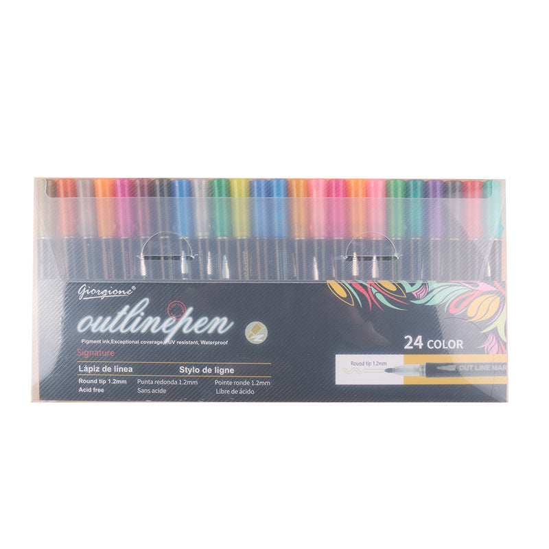 GIORGIONE Double Line Outline Marker Pens,8/12/24 Colors