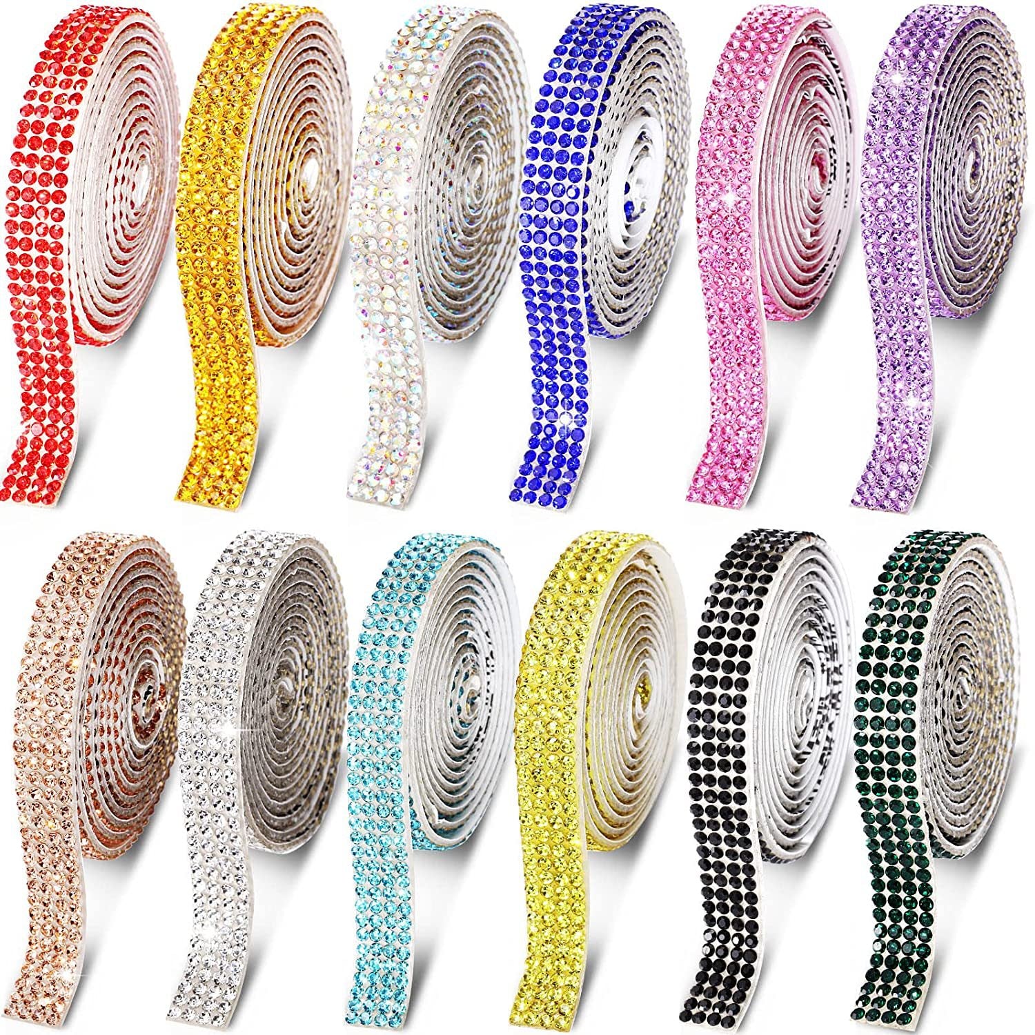 Self Adhesive Rhinestone Strips Crystal Ribbon Sticker Wrap for DIY Car Phone