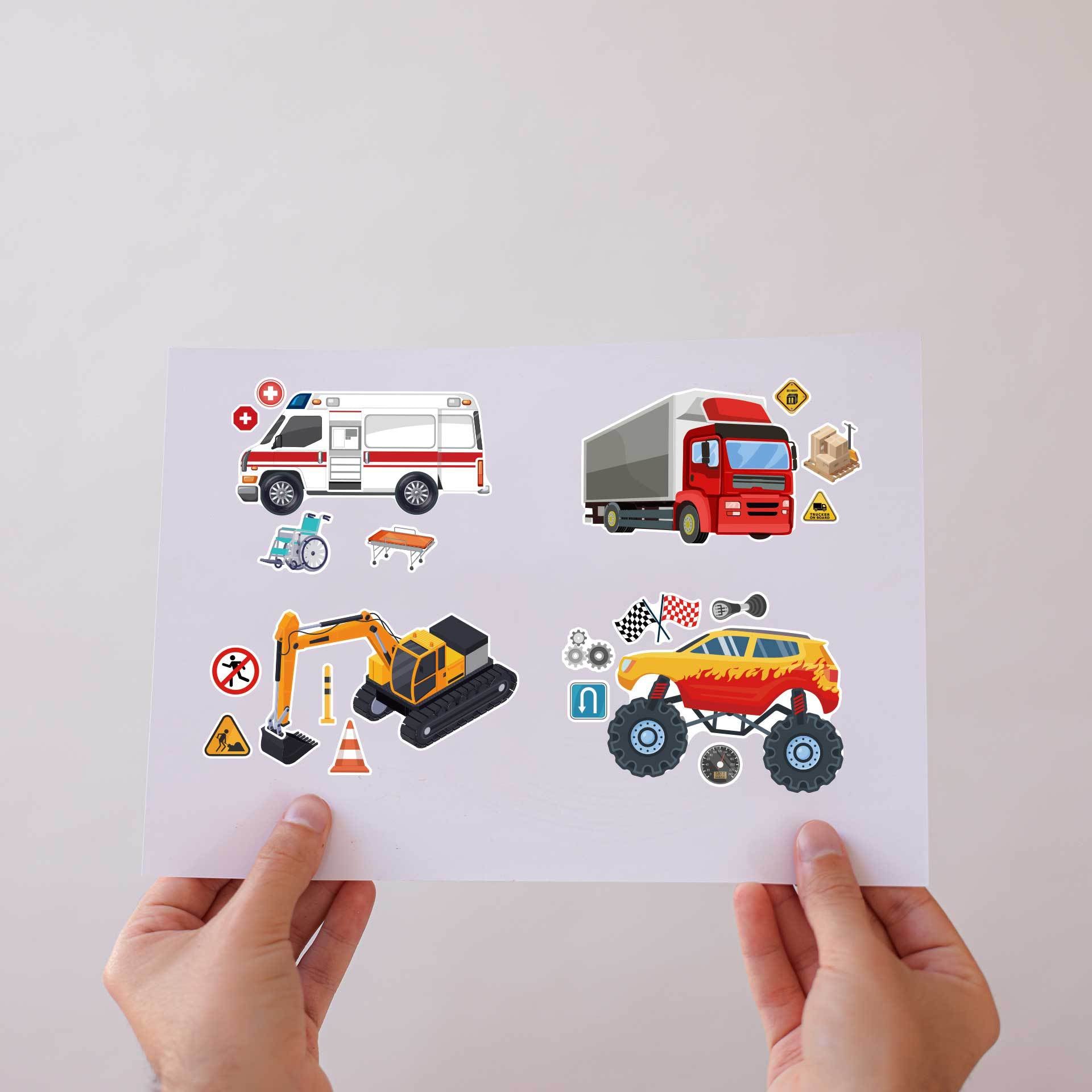 32 Sheets Vehicle Theme Make Your Own Stickers for Kids