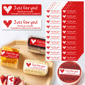 400pcs Just for You Stickers,55 x 15 mm,Red and White Rectangular Labels