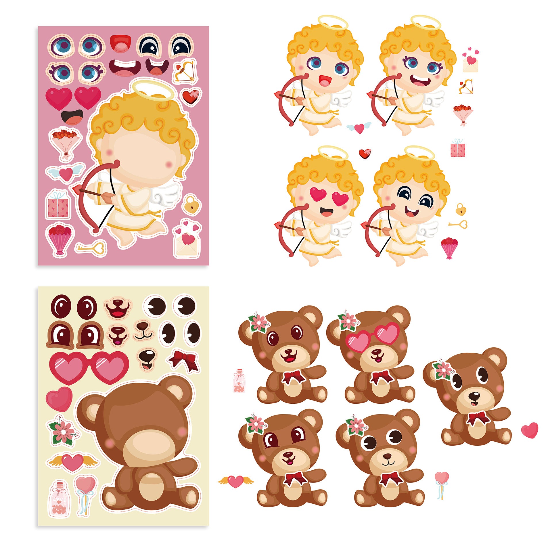 24 Sheets Valentine's Day Animal Stickers for Kids