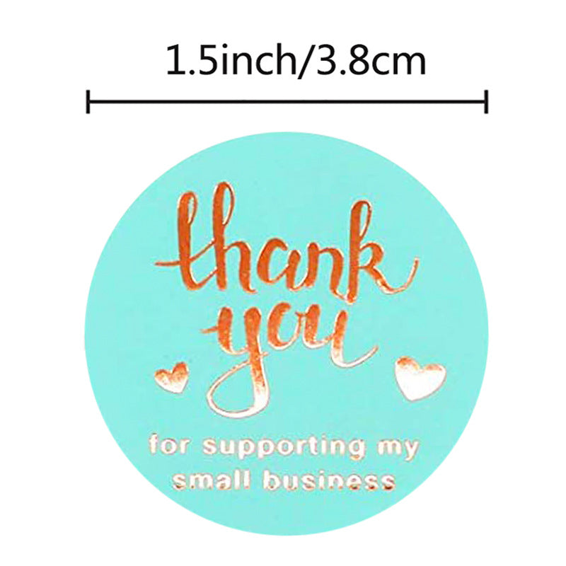 500pcs Thank You Stickers,1.5 Inch Blue Gold Foil Design