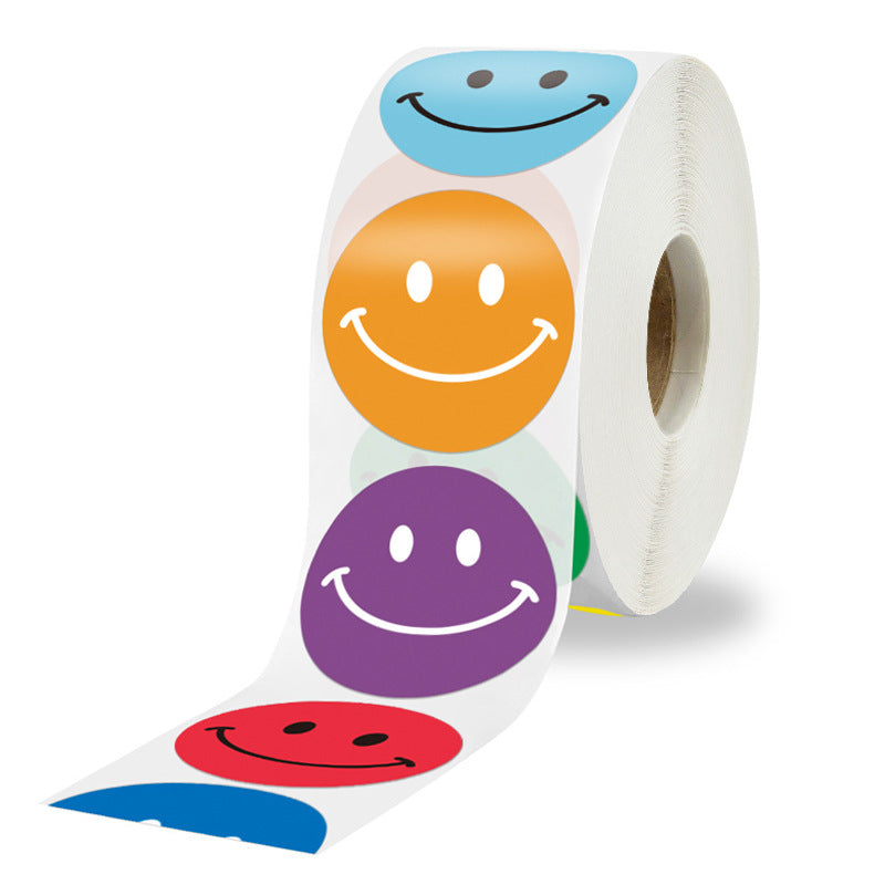 500pcs Happy Smile Face Reward Stickers,1 inch,8 Colors