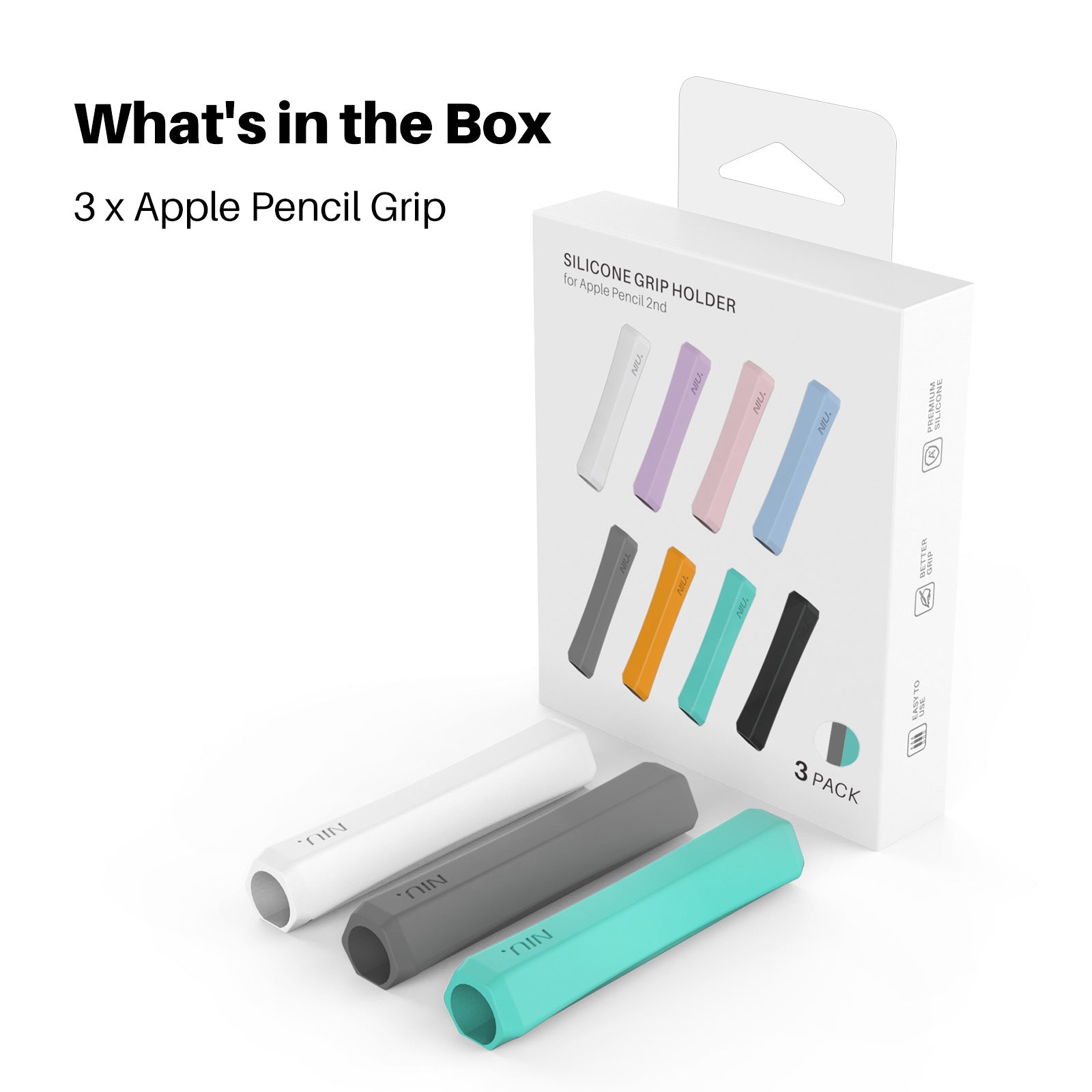 3 Pack Apple Pencil Grips Case Cover Silicone Sleeve Holder