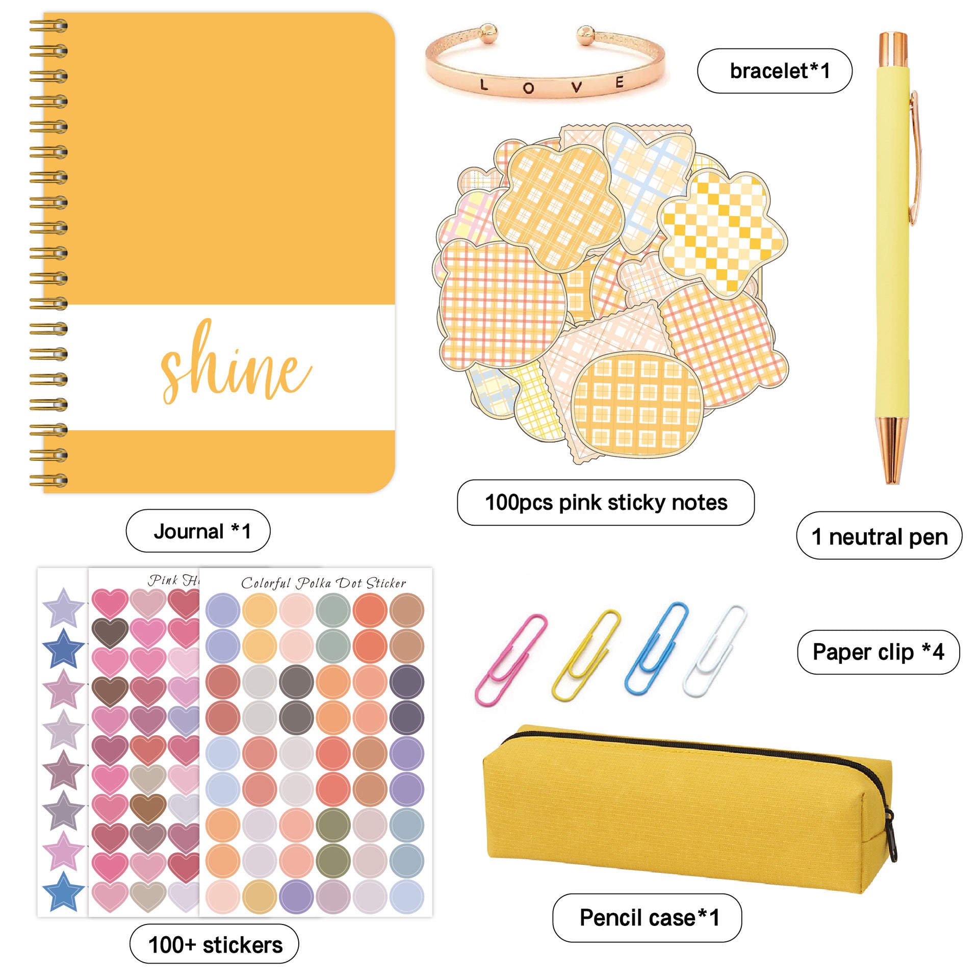 7pcs Shine Diary Notebook Pen Sticker Gift Set for Kids