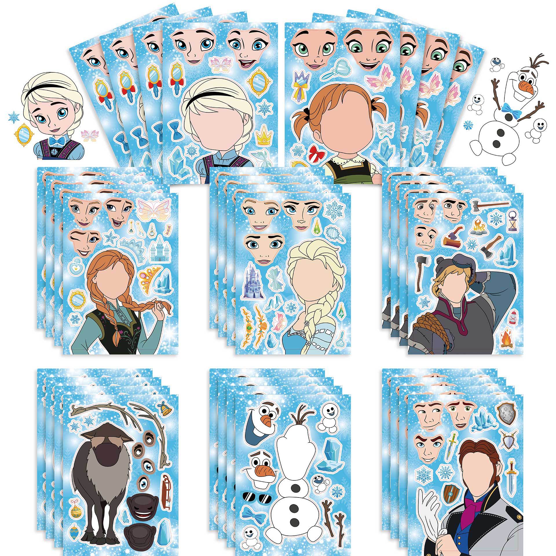 32Pcs Frozen Princess Make a face Stickers for kids