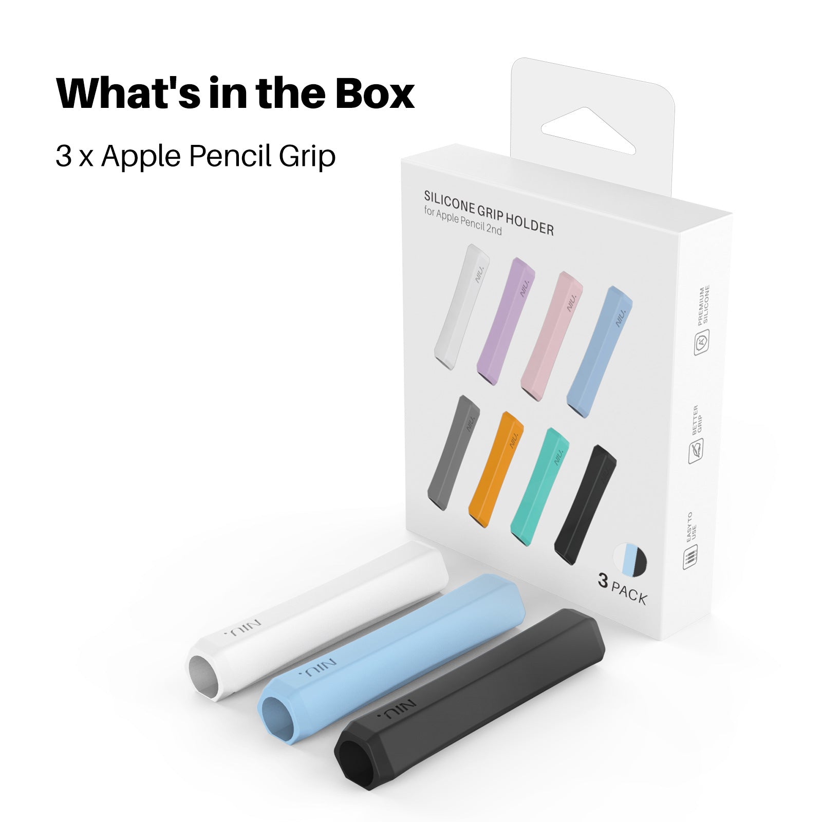 3 Pack Apple Pencil Grips Case Cover Silicone Sleeve Holder