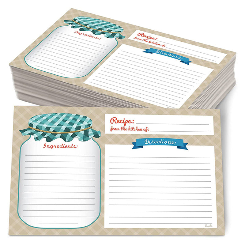 25 Double Sided Recipe Cards 4 x 5.5 Inch