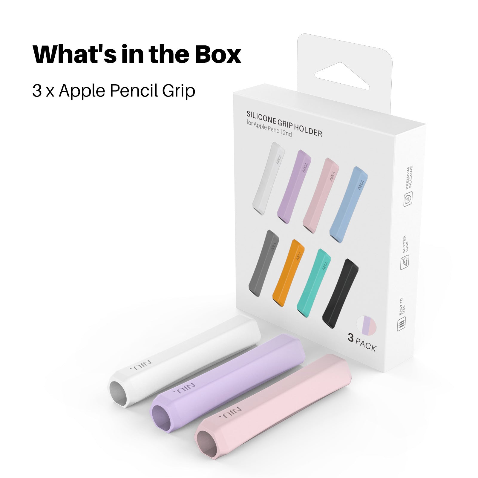 3 Pack Apple Pencil Grips Case Cover Silicone Sleeve Holder