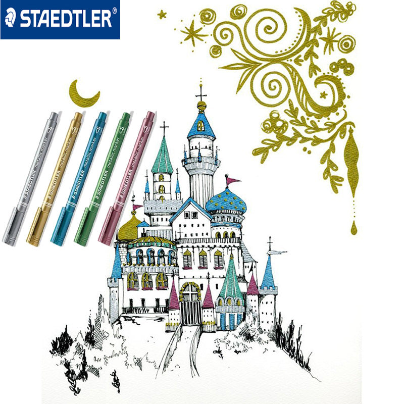 STAEDTLER 8323-S BK5 Metallic Markers - Assorted Colours (Pack of 5)