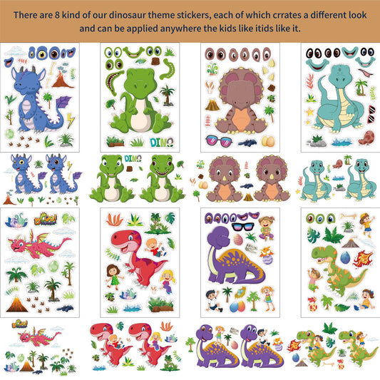 32 Sheets Dinosaur Make Your Own Stickers for Kids Birthday Party Favor Supplies