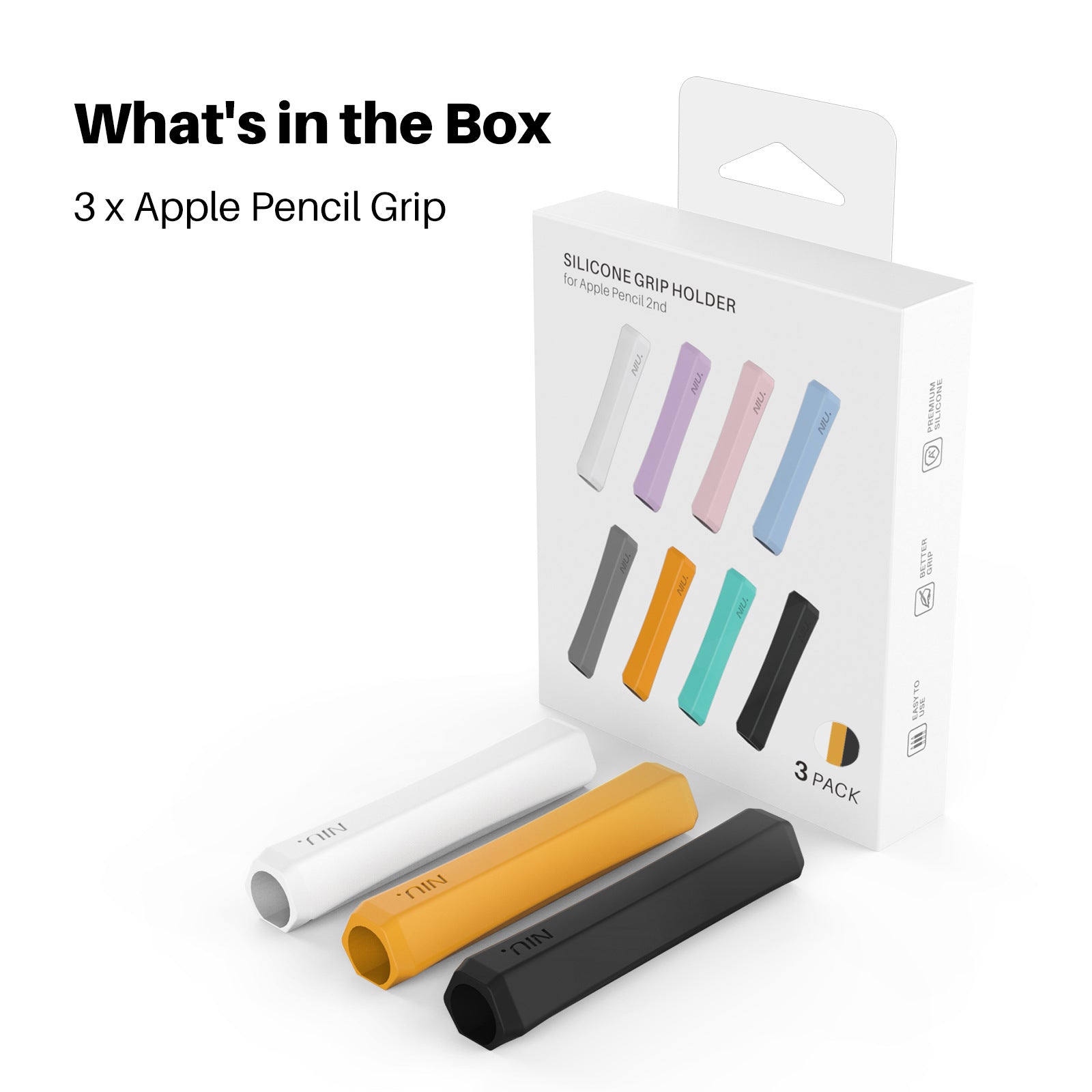 3 Pack Apple Pencil Grips Case Cover Silicone Sleeve Holder