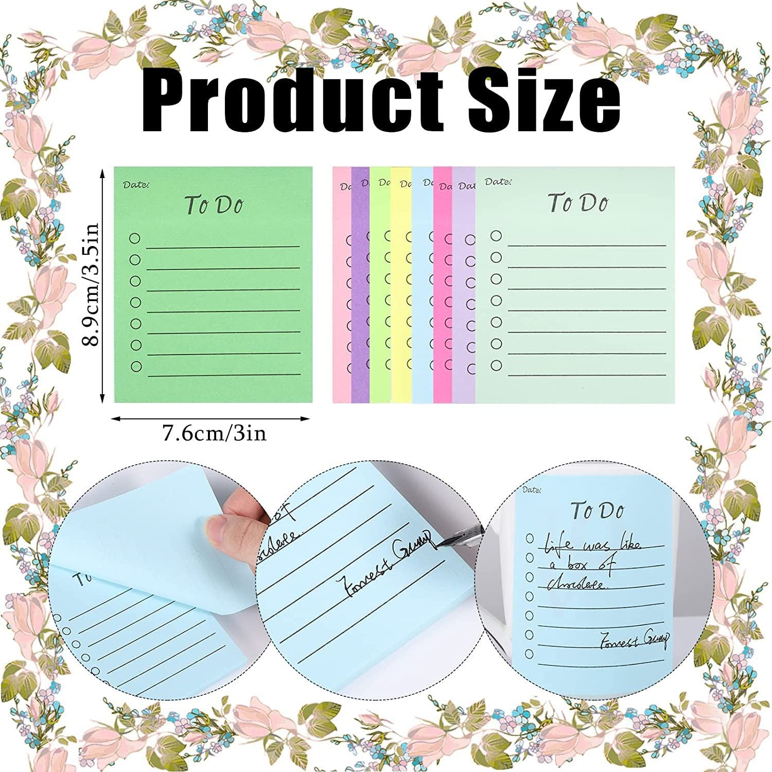 To Do List Sticky Notes Memo,50 Sheets/pad,9 Colors,10x7cm