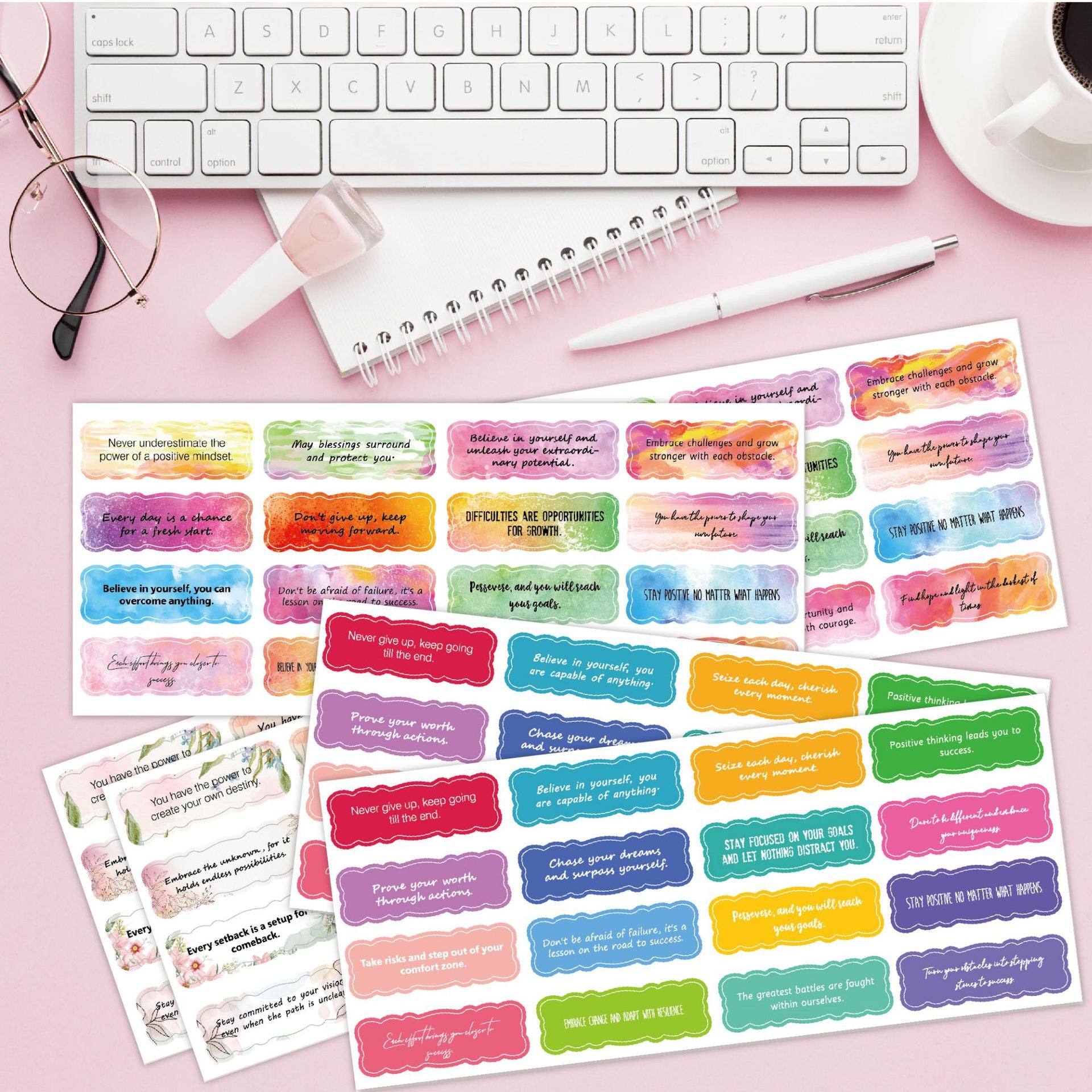 240 Sheets Motivational Inspirational Watercolor Stickers