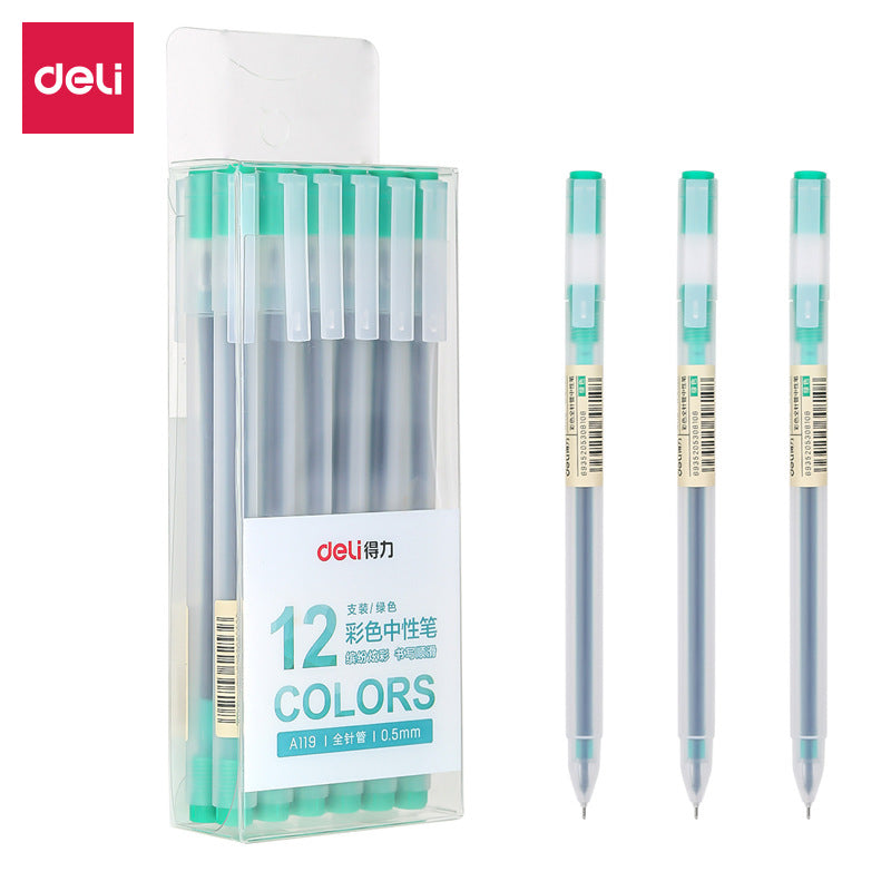 DELI A119 Colors Gel Pen Needle Tip 0.5mm Fine Point 12 Pack