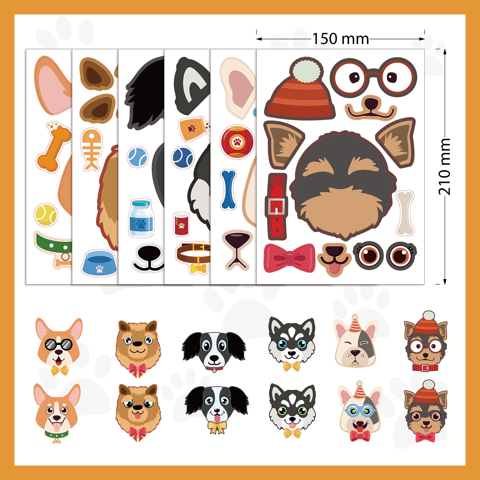 24 Sheets Cartoon Dog Make Your Own Stickers for Kids