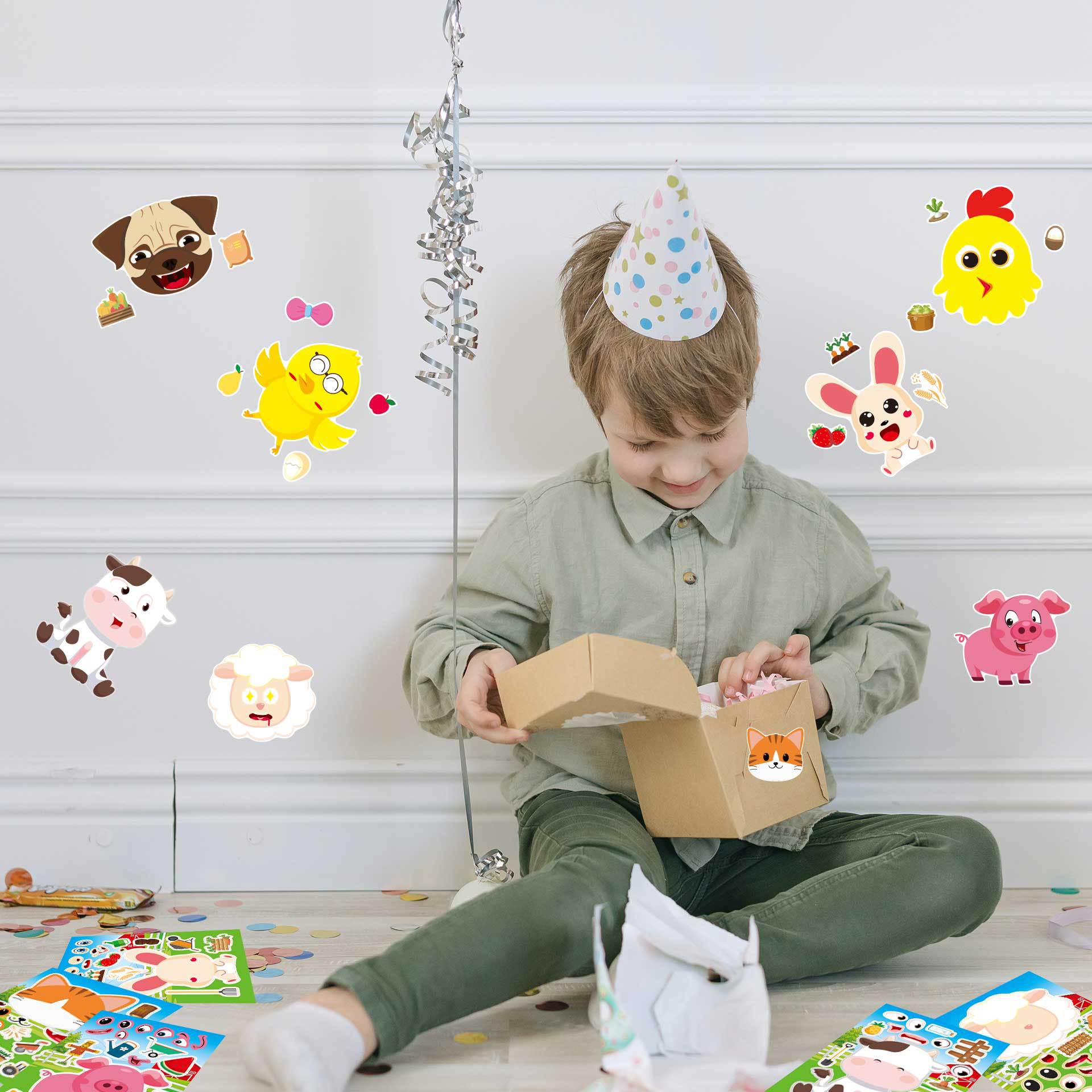 32 Sheets Farm Animals Make Your Own Stickers for Kids