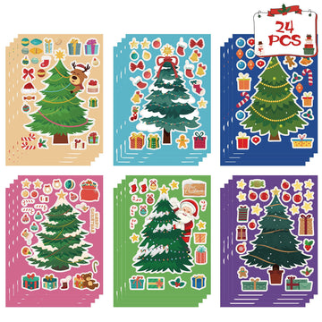 24 Sheets Christmas Tree Make Your Own Stickers for Kids Cards Crafts