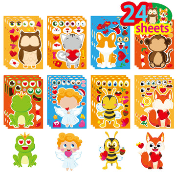 24 Sheets Cute Anime Animals Make Your Own Stickers for Kids