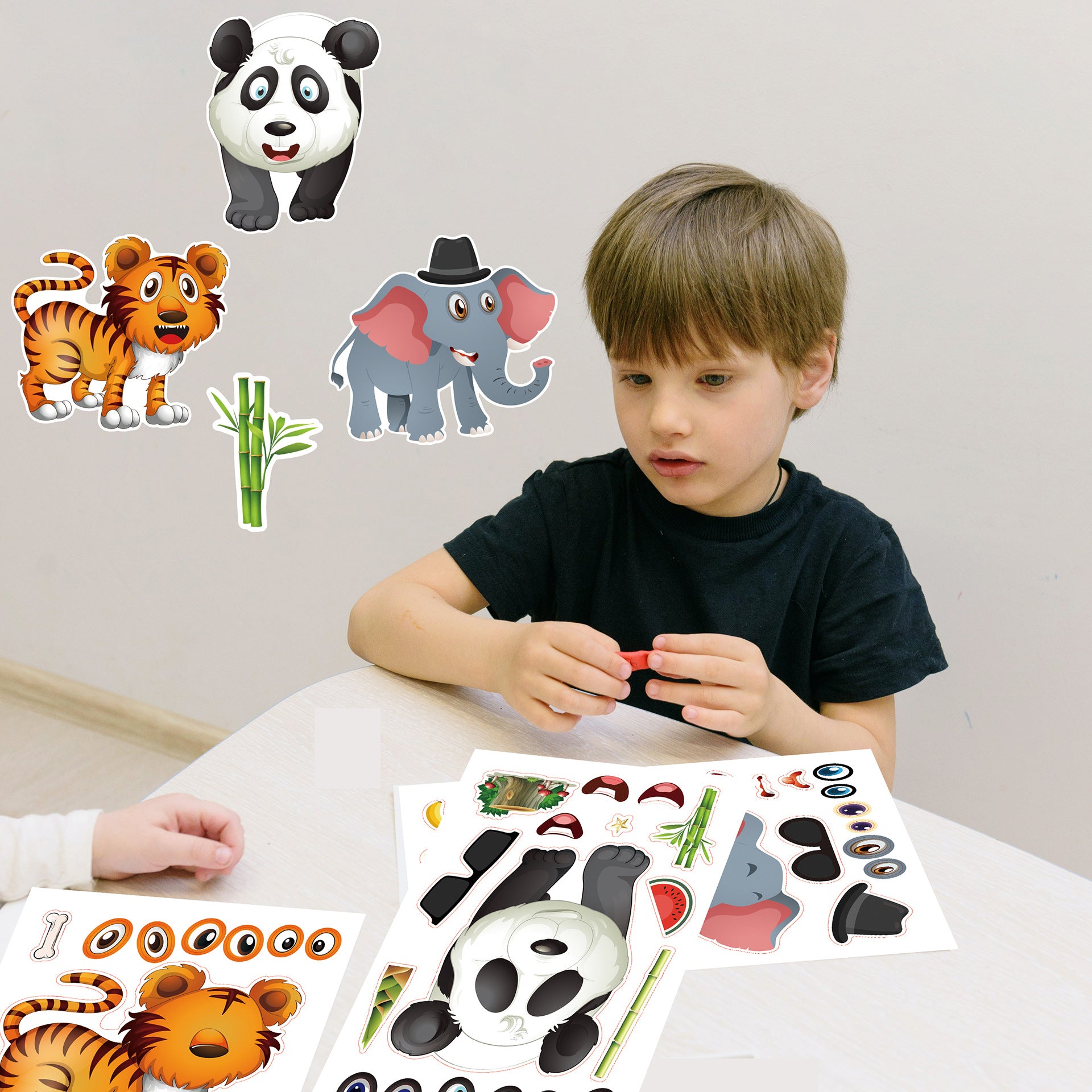 24 Sheets Panda Turtle Monkey Lion Tiger Elephant Make Your Own Stickers for Kids