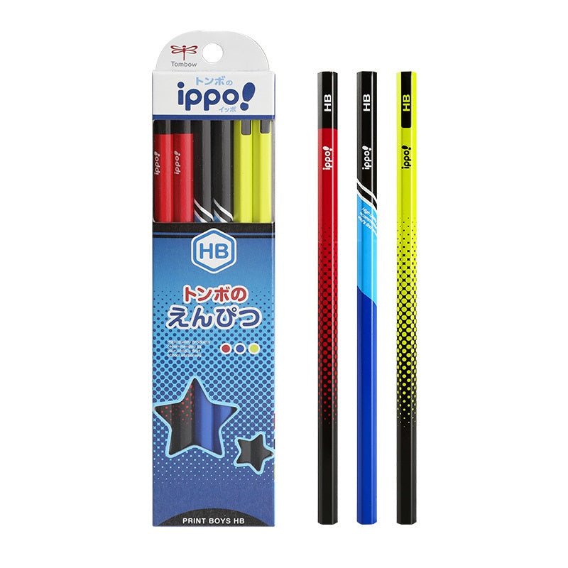 Tombow ippo! Kakikata Wood Pencil 2B HB,Print Boys,12 Pack