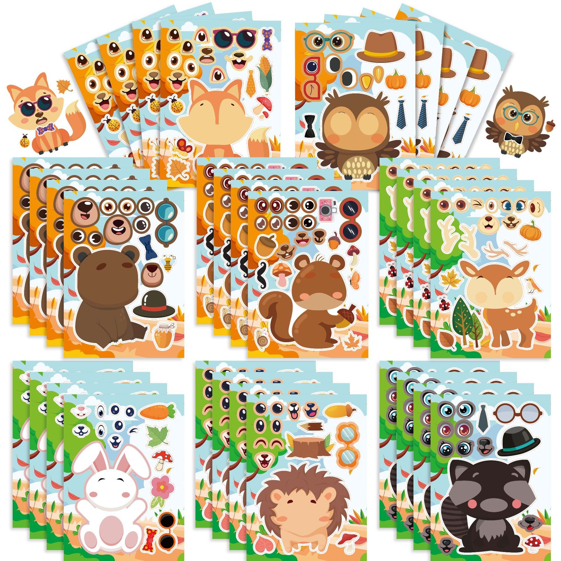 32 Sheets Forest Animals Make Your Own Stickers for Kids