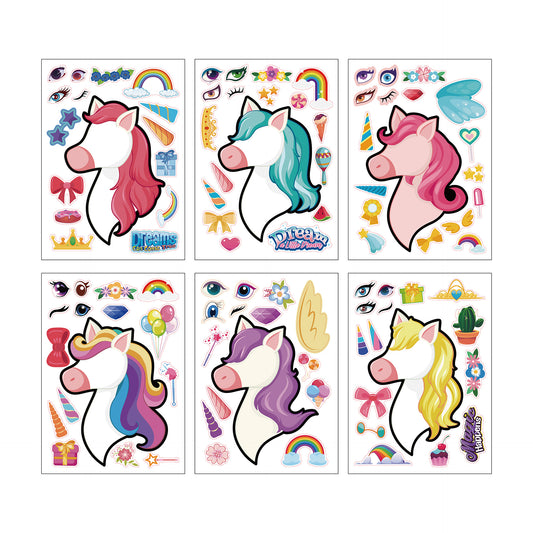 24 Sheets Make Your Own Unicorn Stickers for Girls 21 x 15 cm