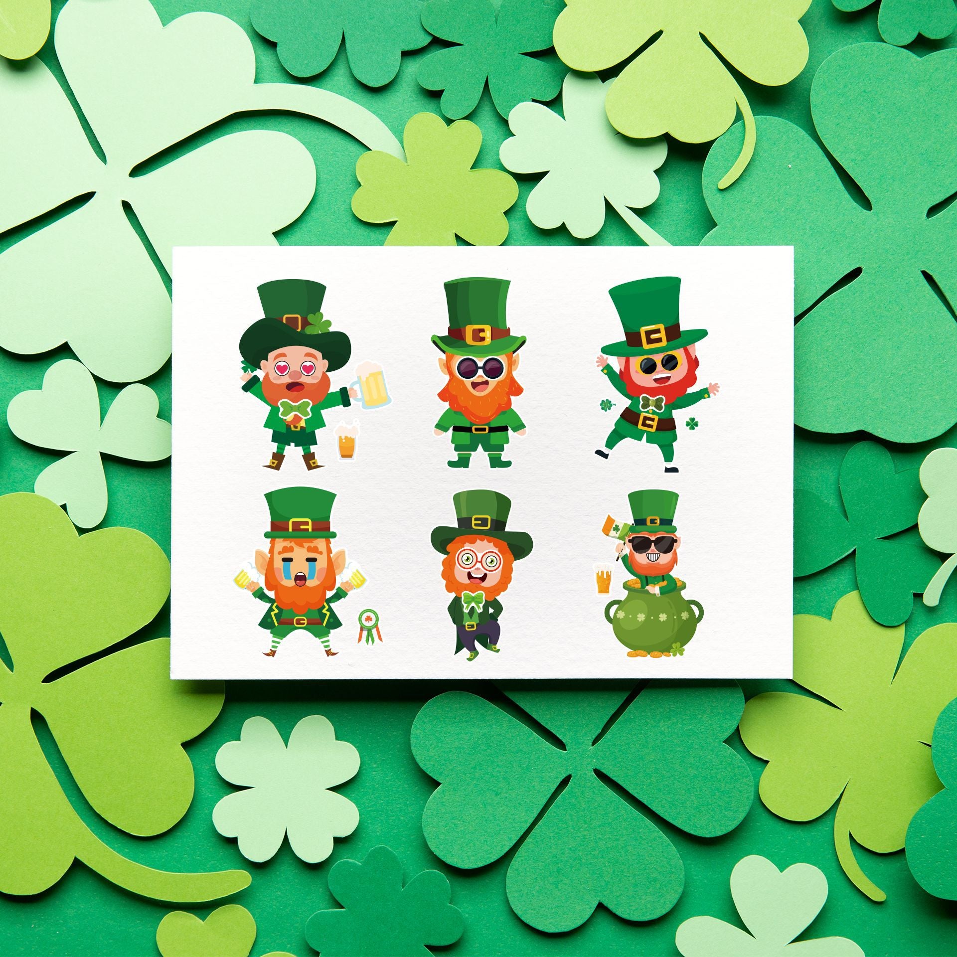 24 Sheets St Patricks Day Stickers for Kids Cards Crafts