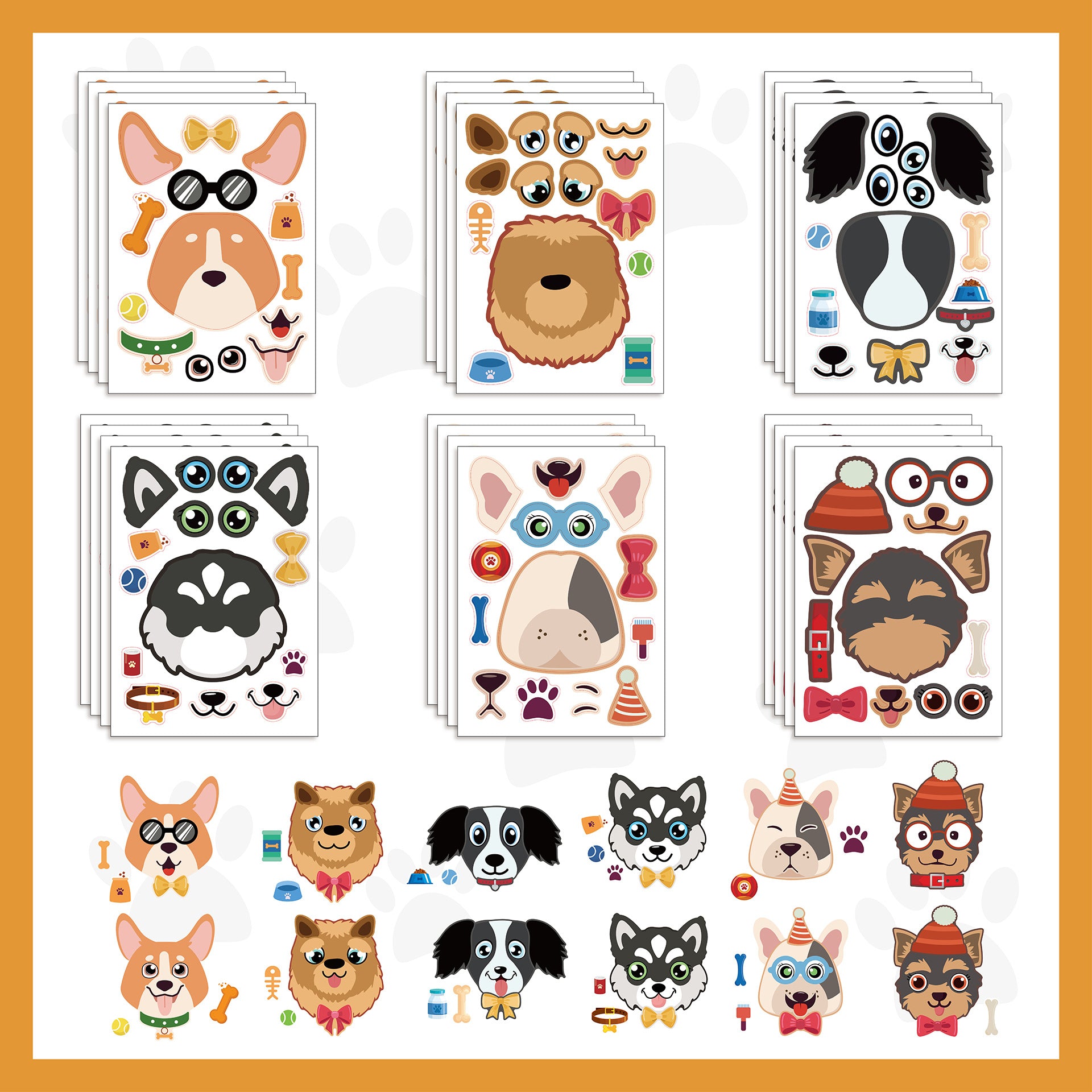 24 Sheets Cartoon Dog Make Your Own Stickers for Kids