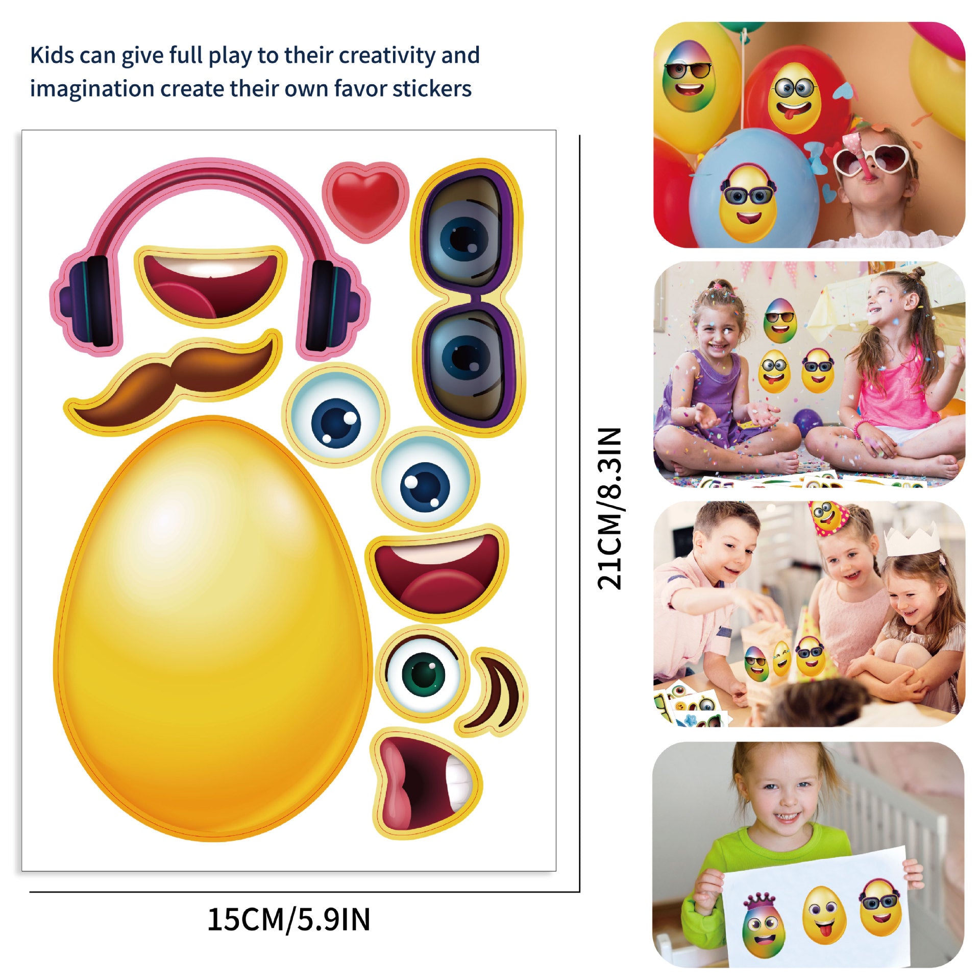 32 Sheets Egg Shape Theme Make Your Own Stickers for Kids