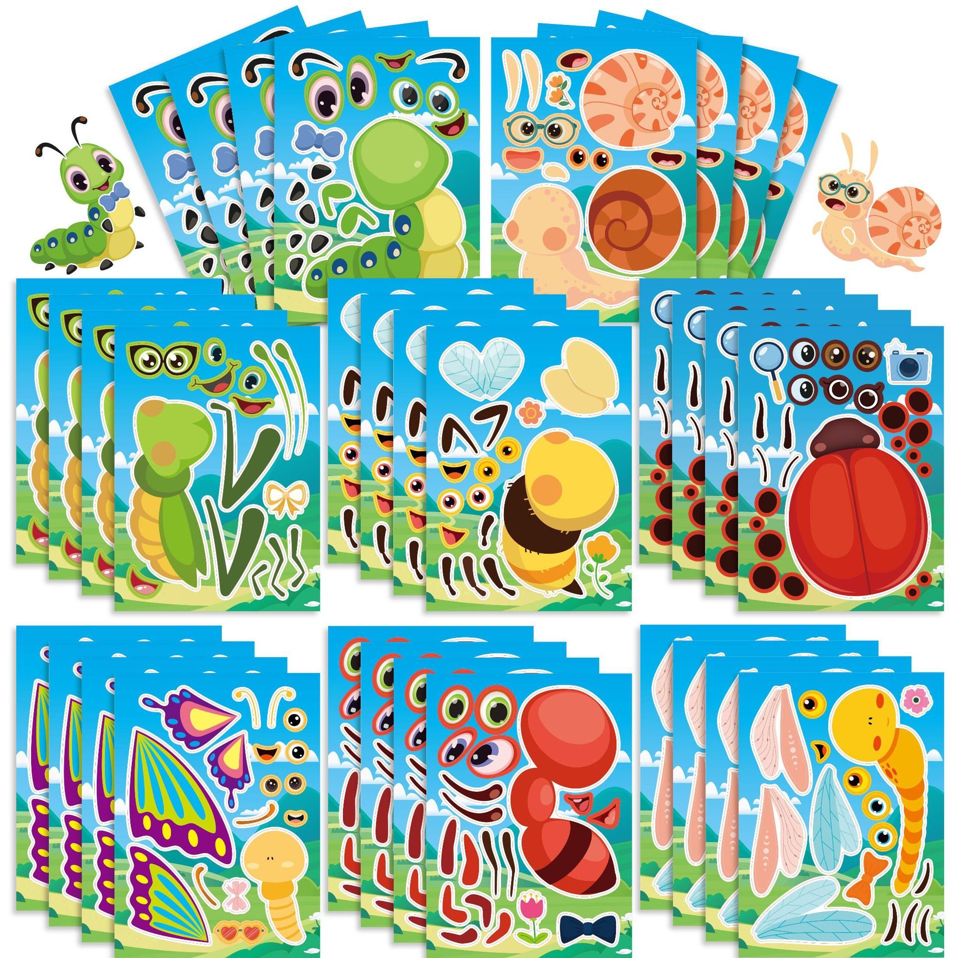 32 Sheets Insect Theme Make Your Own Stickers for Kids