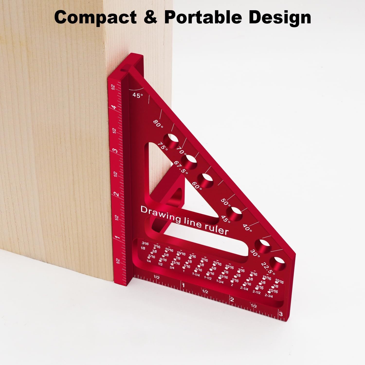 Carpenter Square Hole Scribing Drawing Line Ruler Woodworking Tool