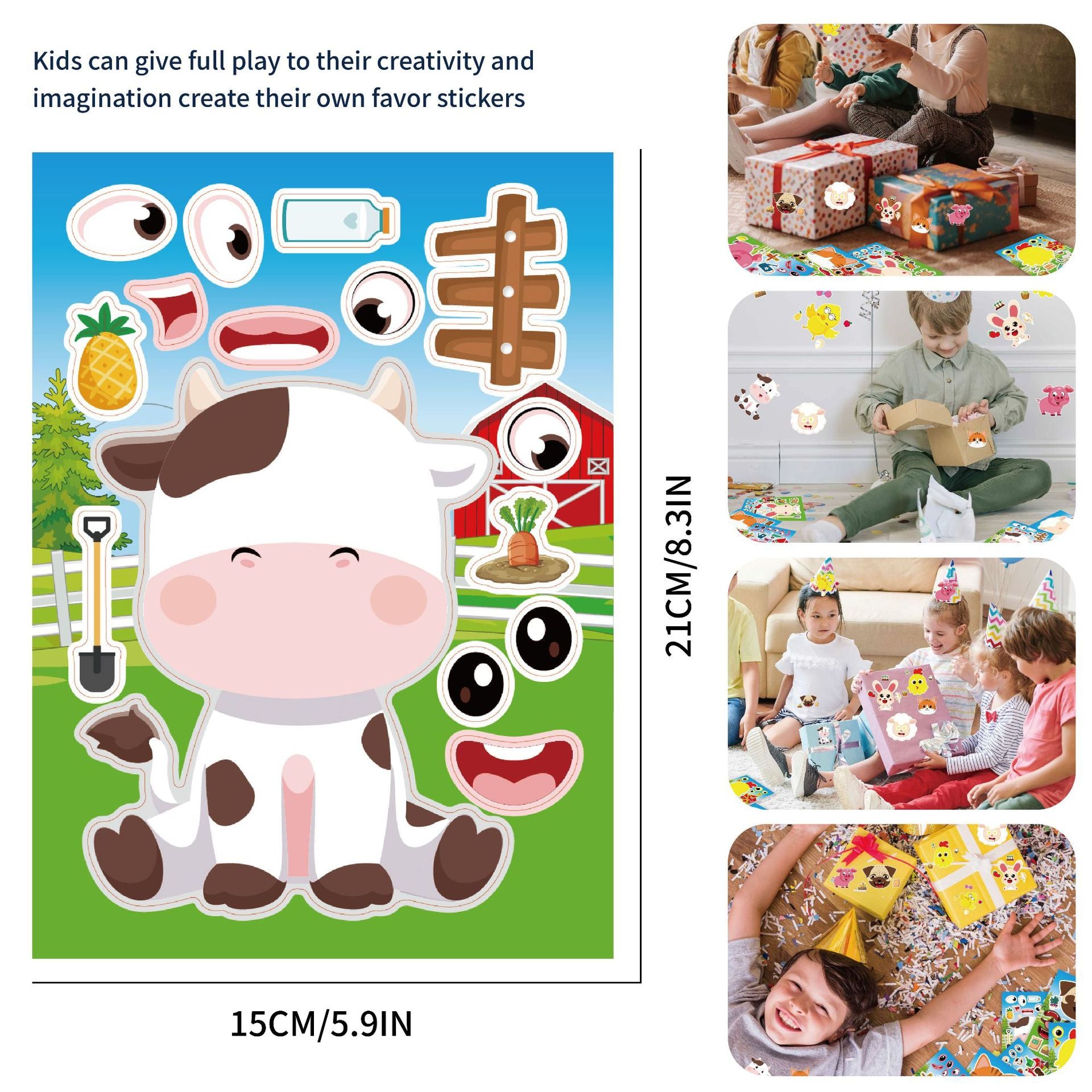 32 Sheets Farm Animals Make Your Own Stickers for Kids