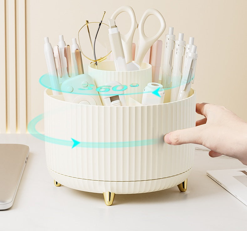 360 Degree Rotating Desk Organizer 5 Slots Pen Pencil Holder