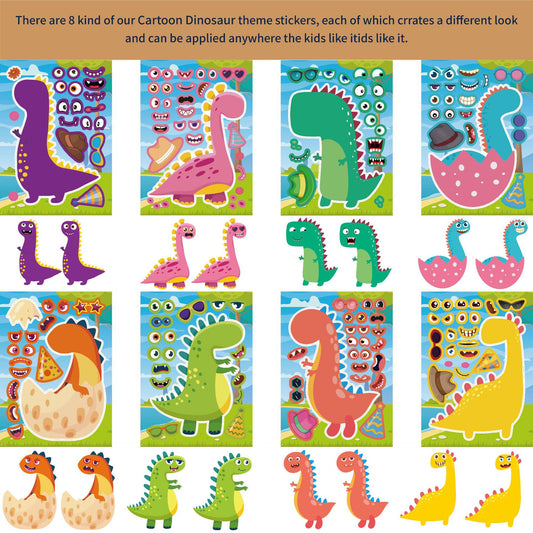 32 Sheets Dinosaurs Cartoon Make Your Own Stickers for Kids