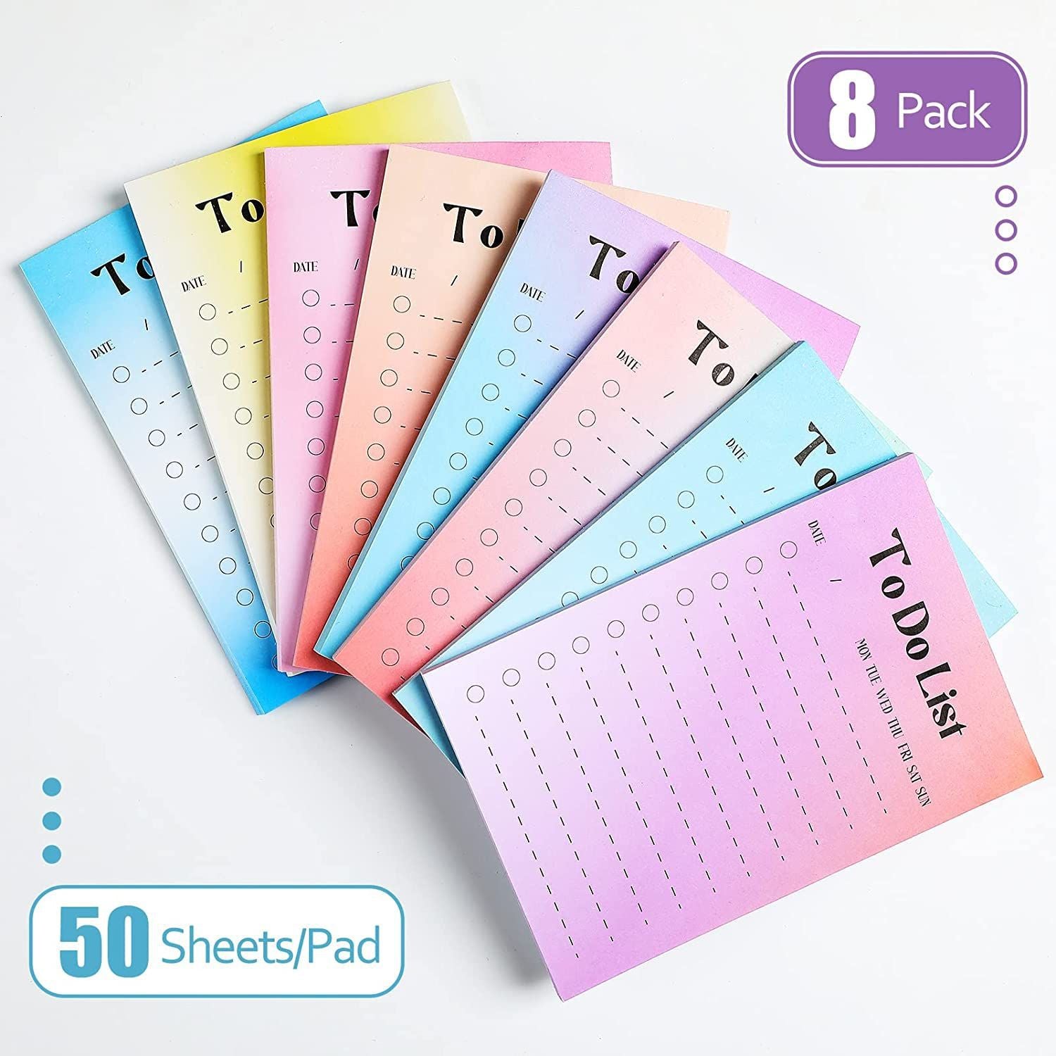 8 Pack To Do List Sticky Notes,400 Sheets,4 x 6 Inches