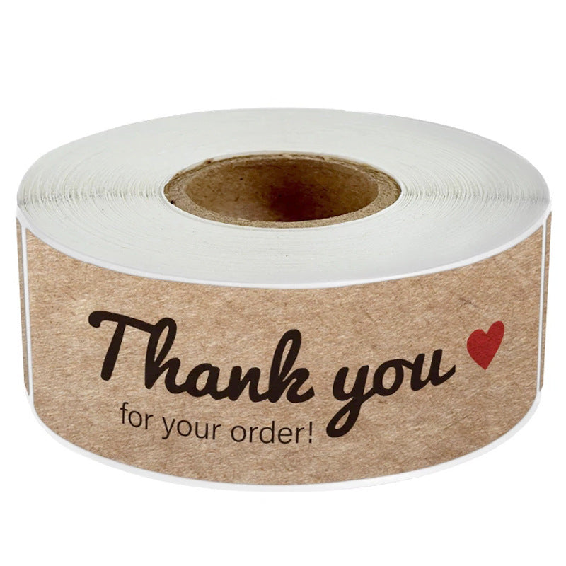 1500pcs (1"x 3") Thank You Stickers Kraftpaper, Rectangular Labels for Small Business