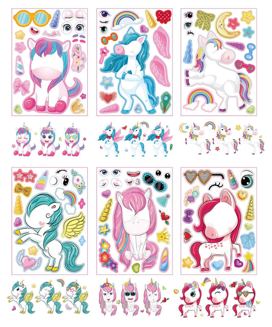 24 Sheets 8.27''×5.9'' Make Your Own Unicorn Stickers