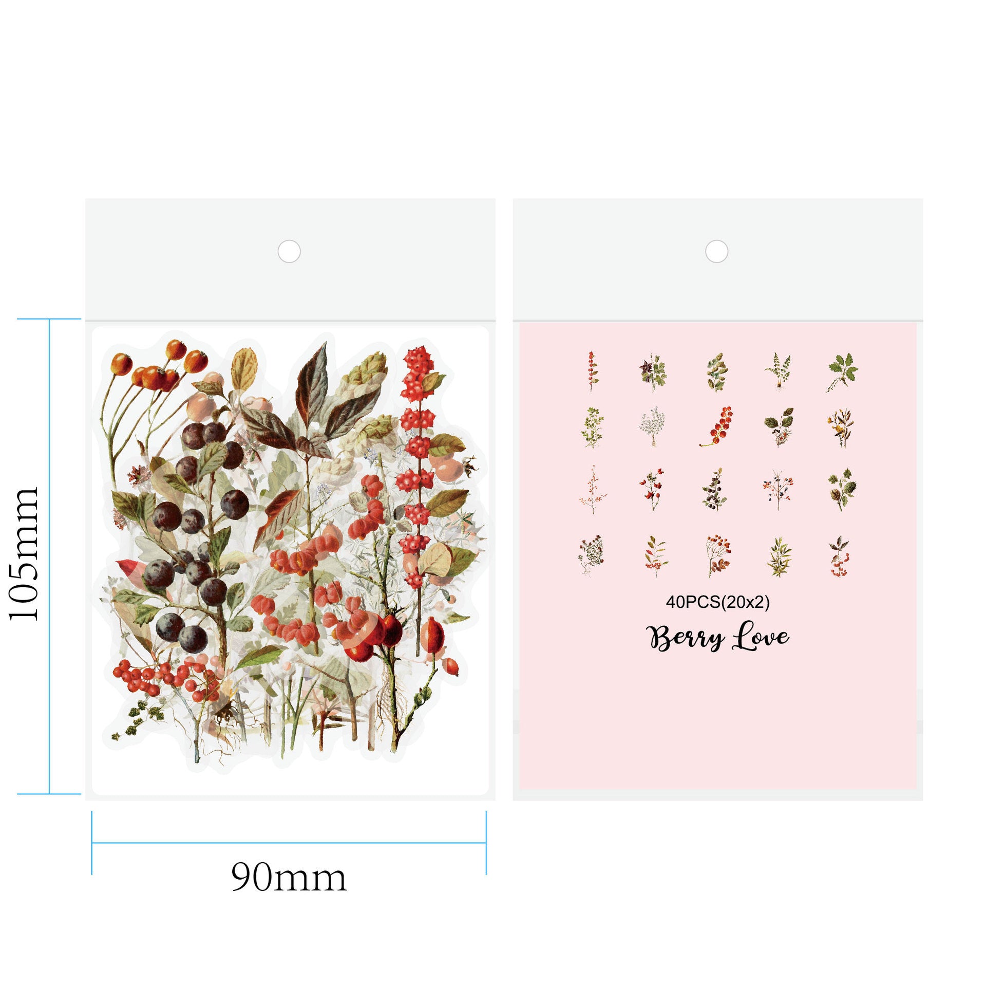 160pcs Clear PET Transparent Flower Floral Stickers Set