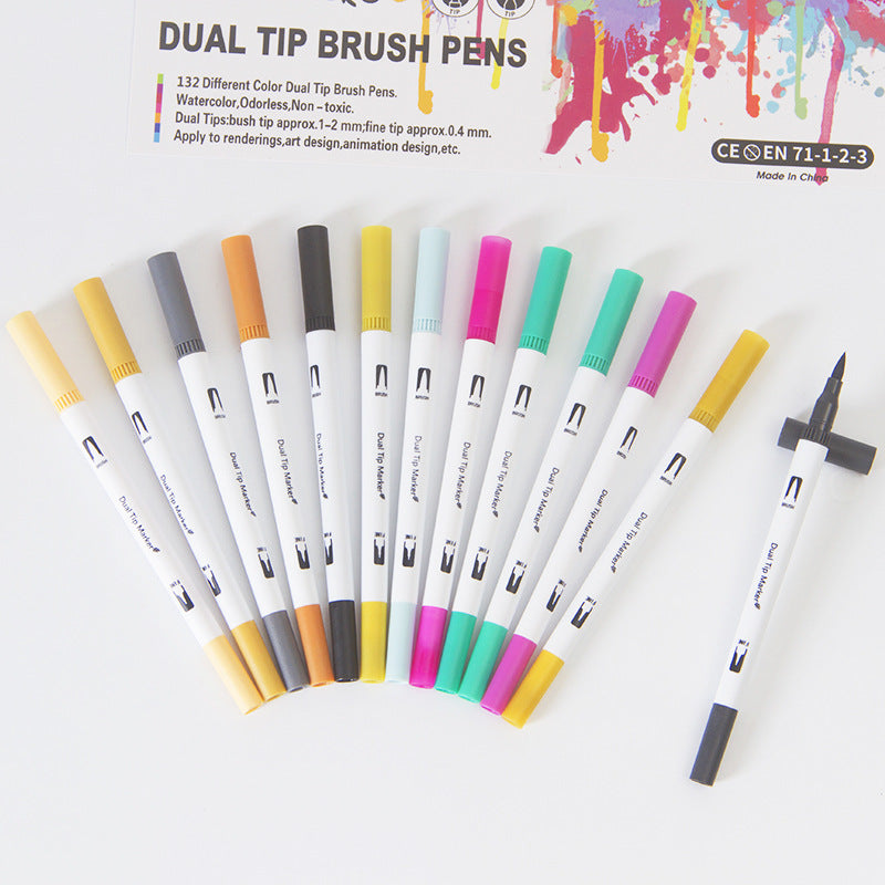 100/120/132 Colors Dual Tip Brush Art Marker Pens