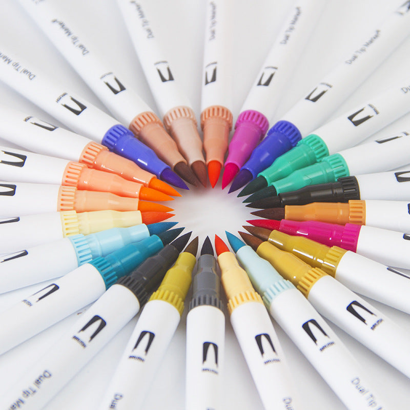 100/120/132 Colors Dual Tip Brush Art Marker Pens