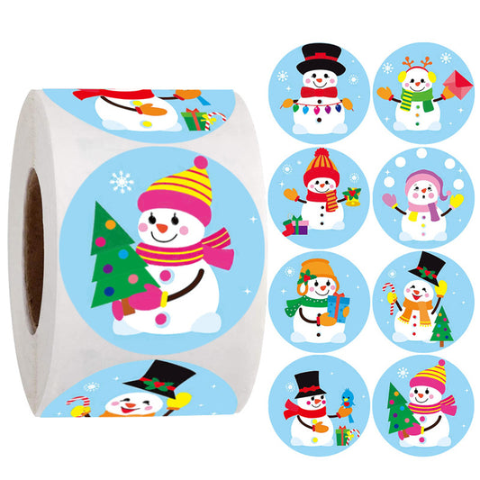 500 Pieces Cute Snowman Winter Stickers,1.5 inch