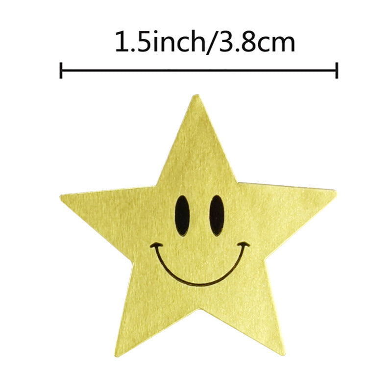 500pcs Happy Star Smile Face Reward Stickers,1.5 inch Gold